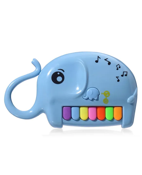 Babyhug Mini Elephant Piano for Toddlers - Blue| Musical Instrument with Colorful Keys & Sound Effects| Early Development Toy|Sensory & Auditory Development| BIS Certified